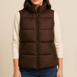 🤎 Old Navy Puffer Vest • Women’s S • Chocolate Quilted Go-Recycled Warm Layer🌟🤎